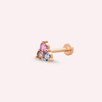 Loom Multicolor Safir ve Brown Pırlanta Taşlı Rose Altın Piercing