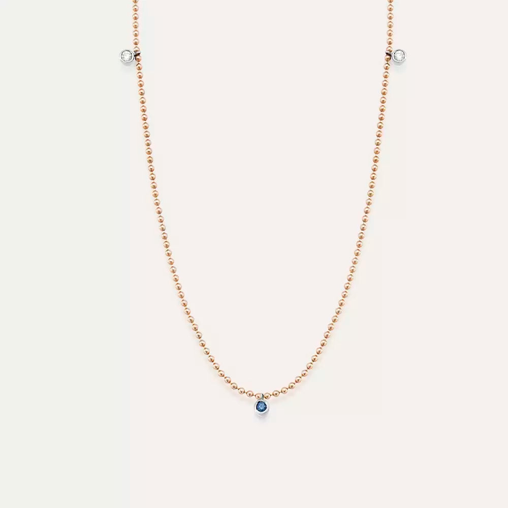Loop Blue Sapphire Rose Gold Necklace