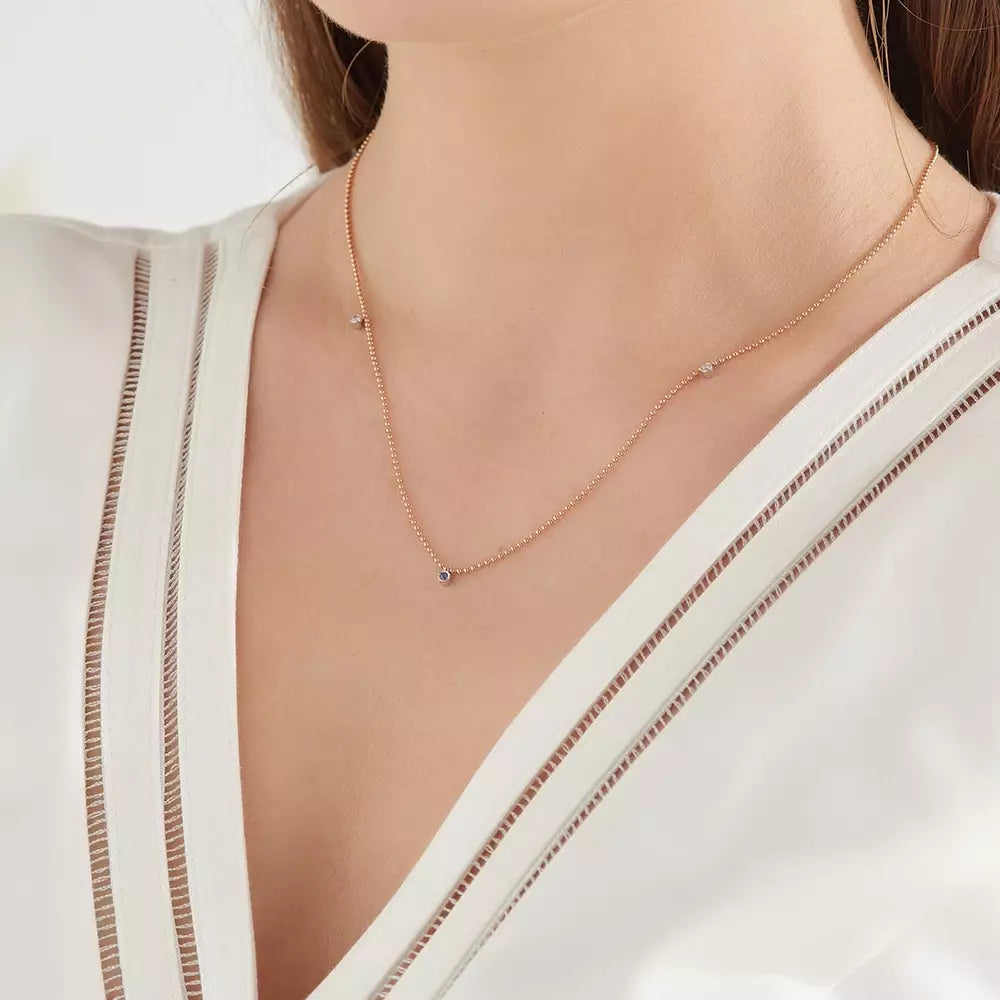 Loop Blue Sapphire Rose Gold Necklace