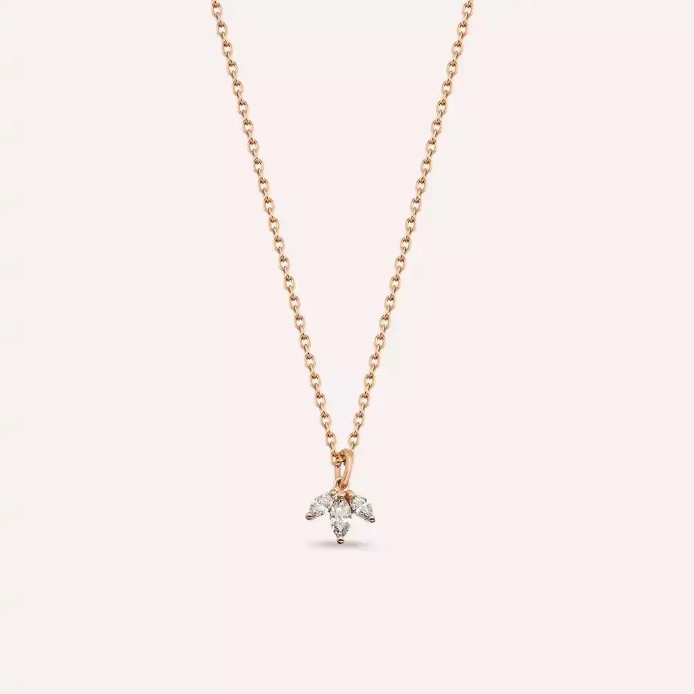 Purity  0.12 CT Markiz Kesim Pırlanta Taşlı Rose Altın Kolye