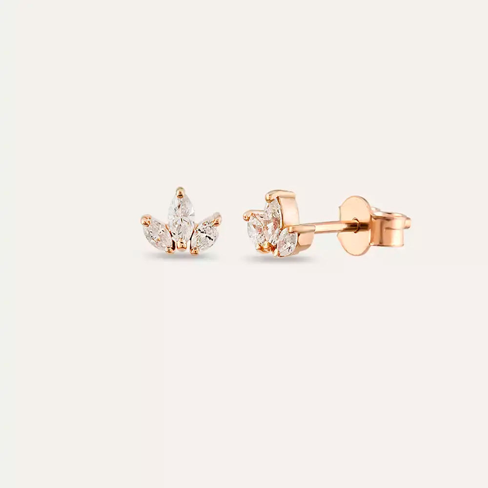 Purity 0.25 CT Marquise Cut Diamond Rose Gold Earrings