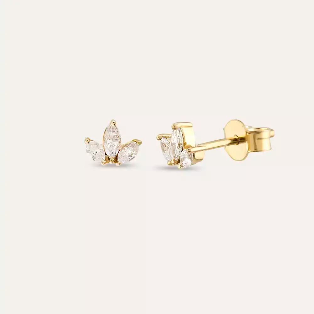 Purity 0.25 CT Marquise Cut Diamond Yellow Gold Earrings