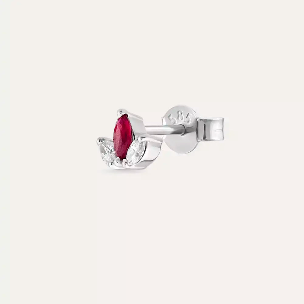 Purity Marquise Cut Ruby and Diamond Single Earring