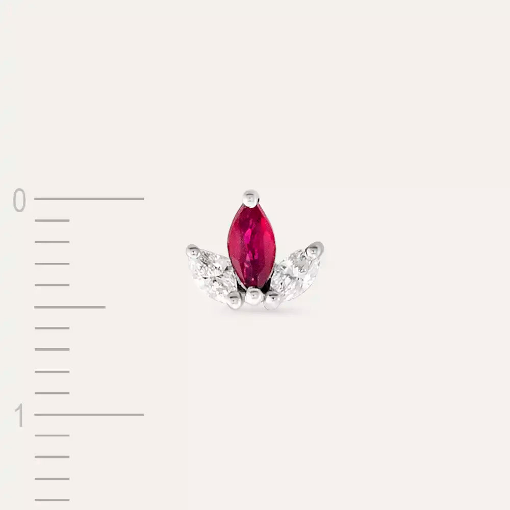 Purity Marquise Cut Ruby and Diamond Single Earring