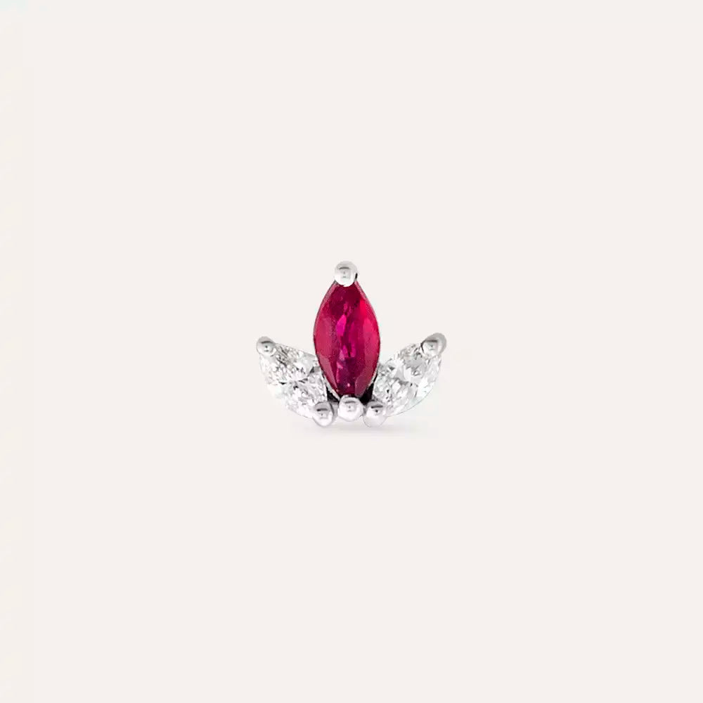 Purity Marquise Cut Ruby and Diamond Single Earring