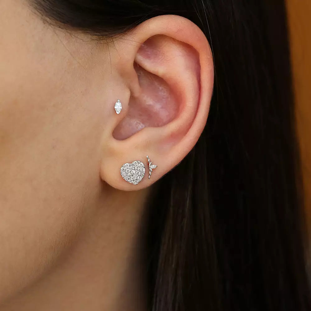 Eros White Gold Single Earring with Diamond