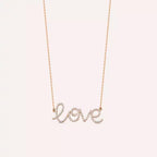 Love Pırlanta Taşlı Rose Altın Kolye