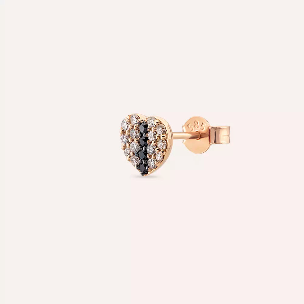 Eros Black Diamond Rose Gold Single Earring