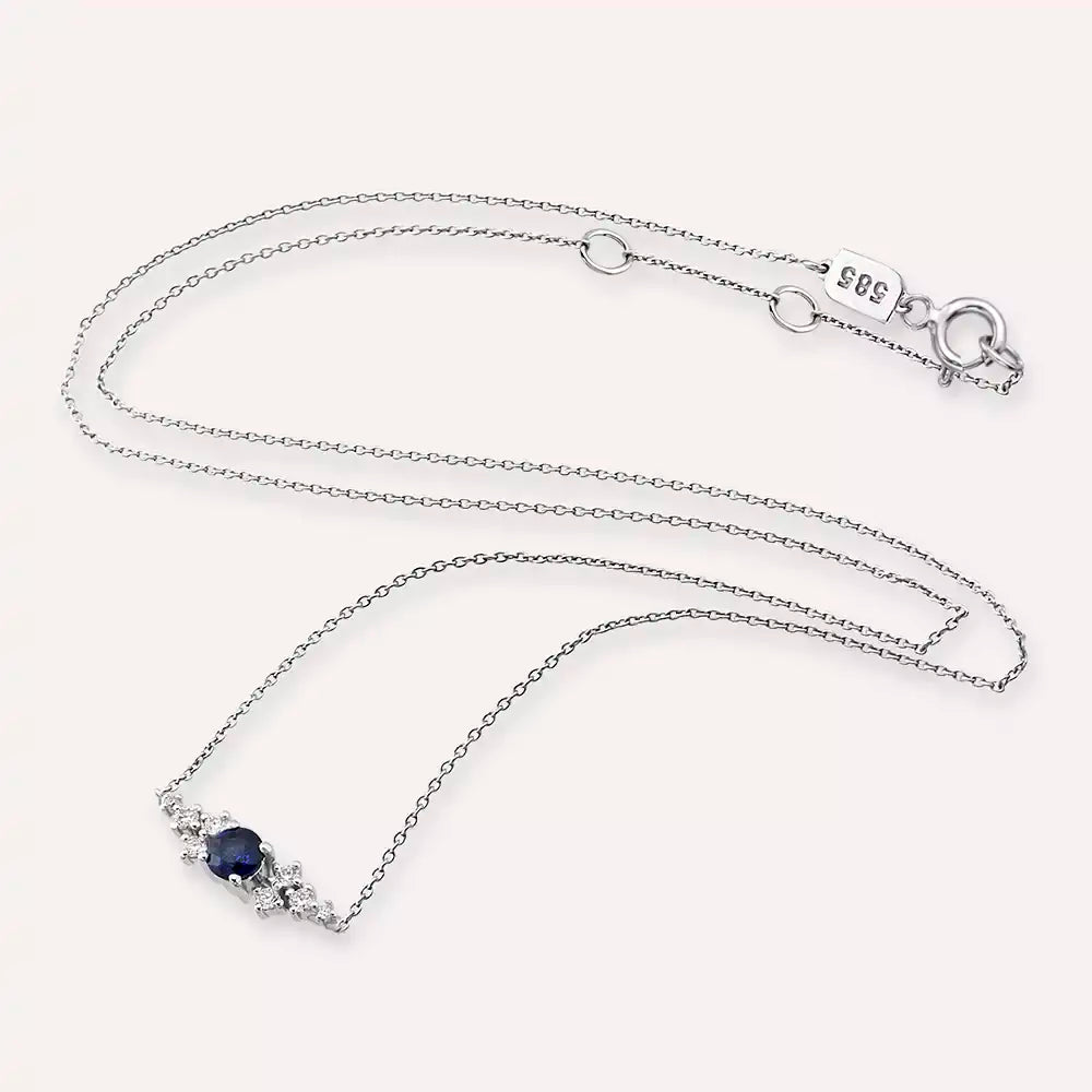 Luma Sapphire and Diamond White Gold Necklace