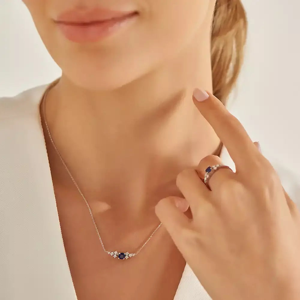 Luma Sapphire and Diamond White Gold Necklace