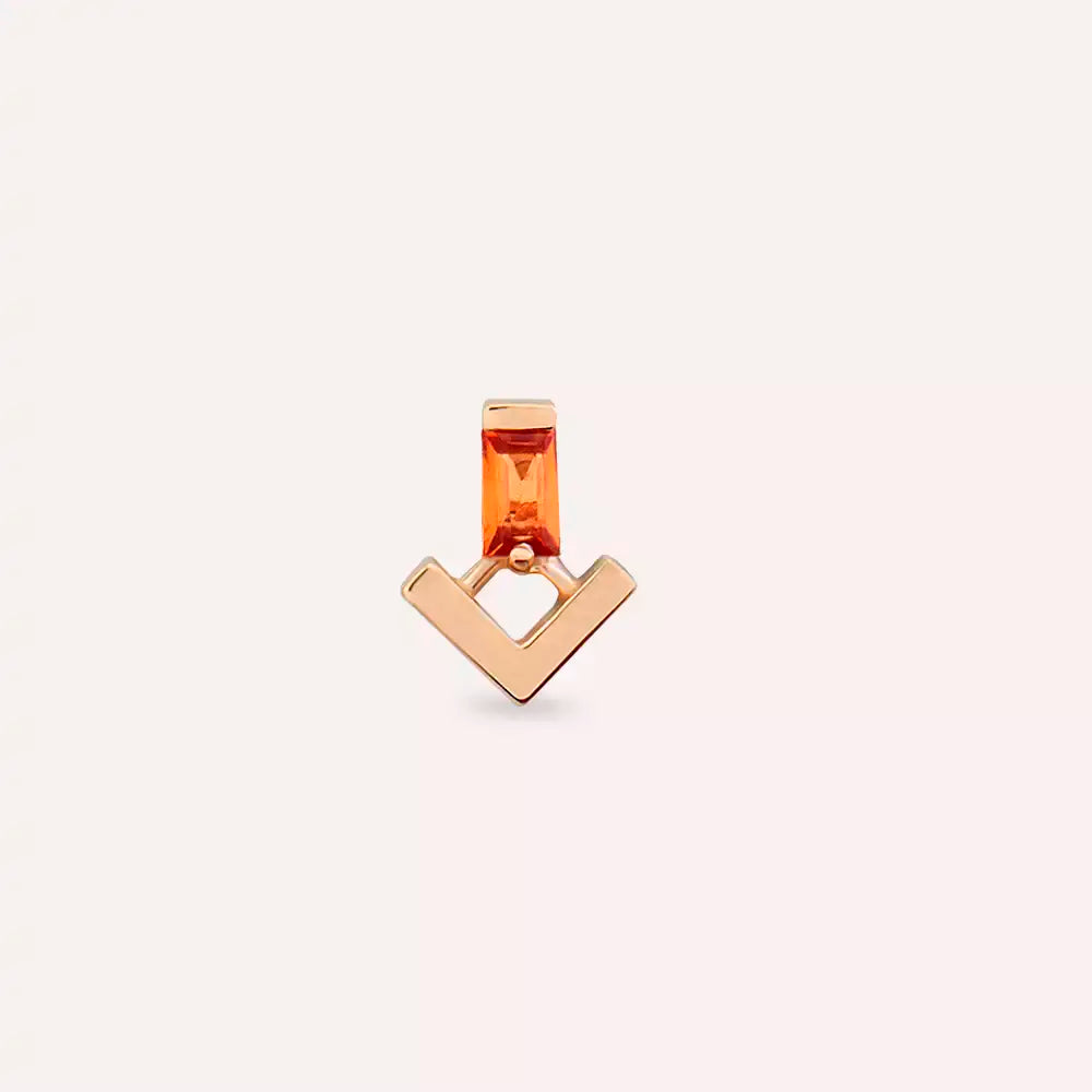 Lumi Orange Safir Taşlı Rose Altın Piercing