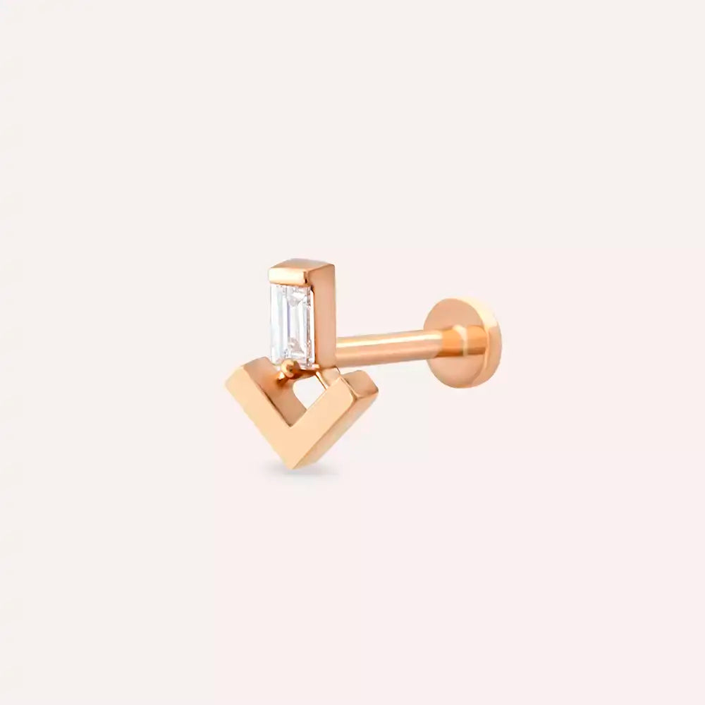 Lumi Pırlanta Taşlı Rose Altın Piercing