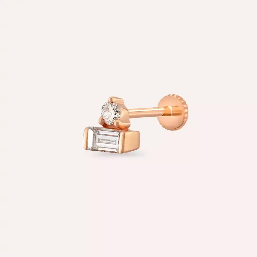 Luna Pırlanta Taşlı Rose Altın Piercing