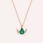 Fern Emerald and Diamond Rose Gold Necklace