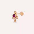 Lune Yakut ve Pırlanta Taşlı Rose Altın Piercing