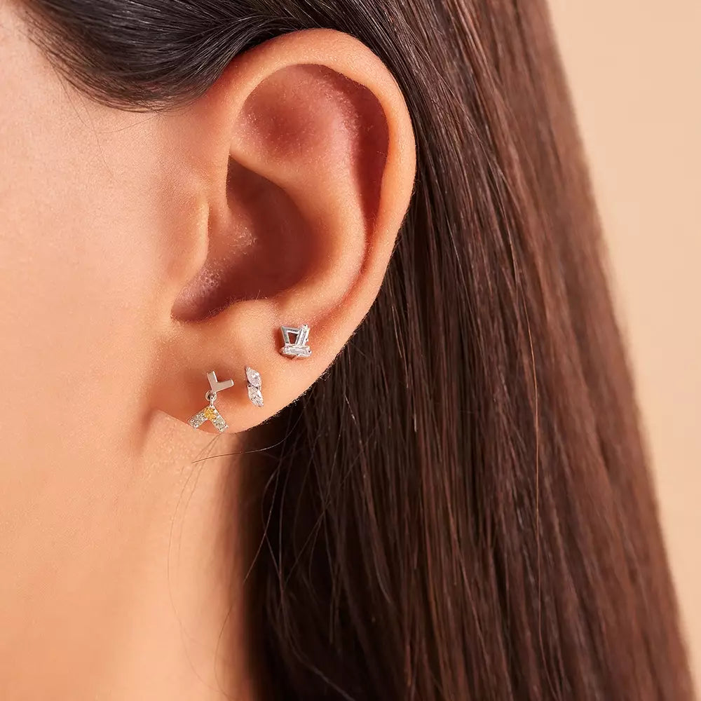 Lunes Diamond White Gold Single Earring