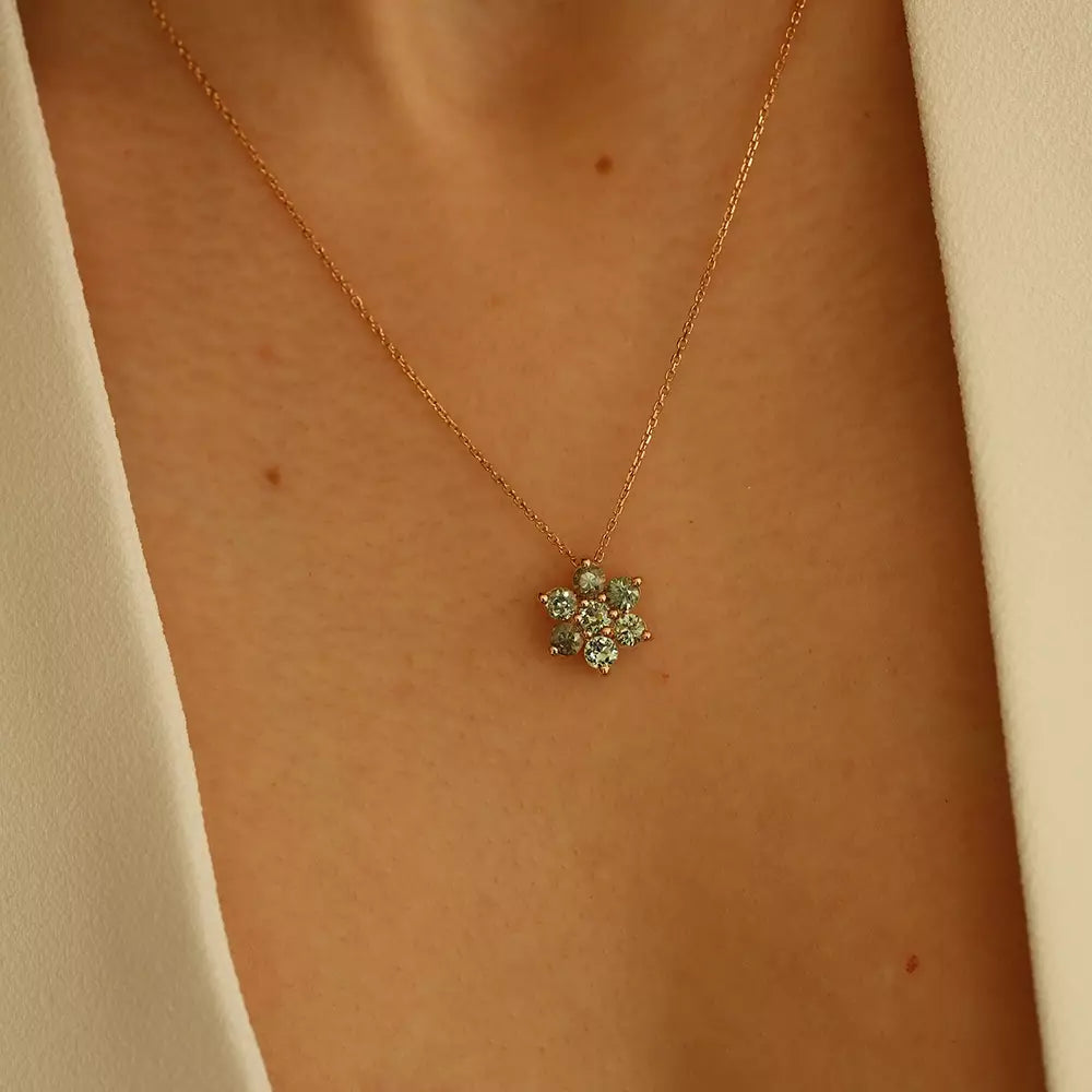 Luvis Green Sapphire Rose Gold Necklace