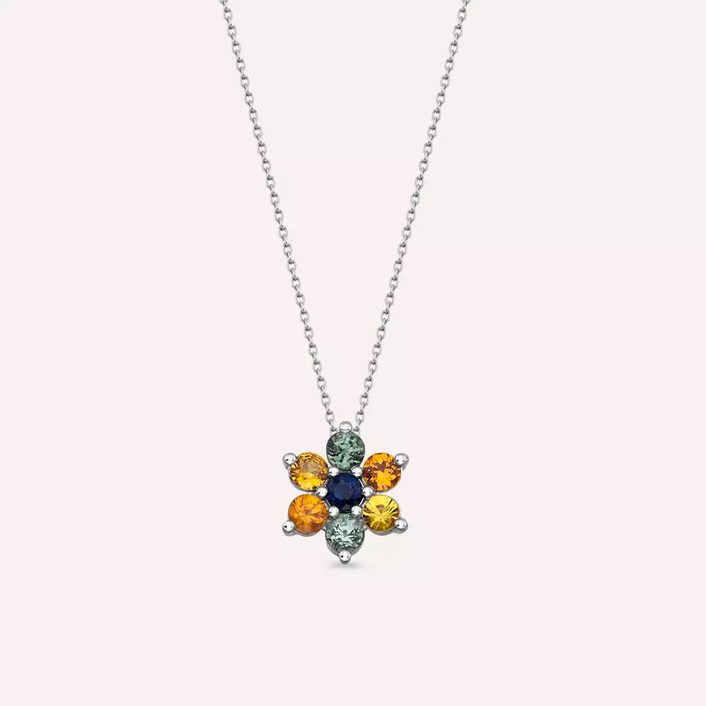Luvis Multicolor Sapphire White Gold Necklace