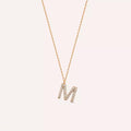 M Letter 0.13 CT Diamond Rose Gold Necklace