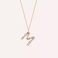 M Harf 0.83 CT Pırlanta Taşlı Rose Altın Kolye