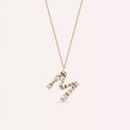 M Harf 0.83 CT Pırlanta Taşlı Rose Altın Kolye