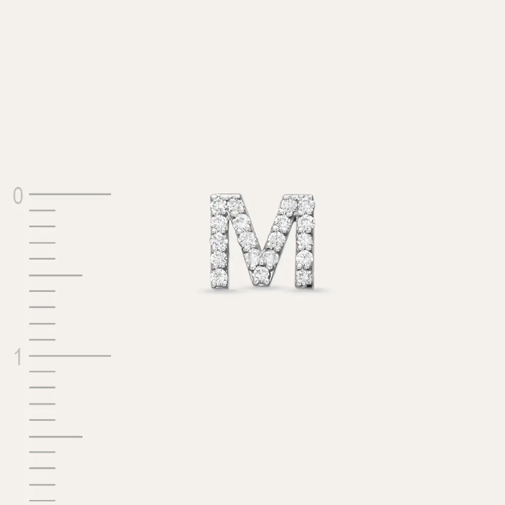 M Letter Diamond White Gold Piercing