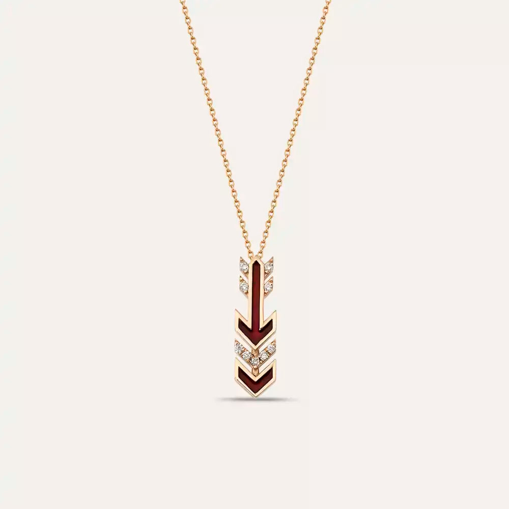 Glint Diamond and Burgundy Enamel Necklace
