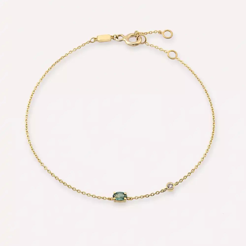 Marea Green Sapphire and Diamond Yellow Gold Bracelet