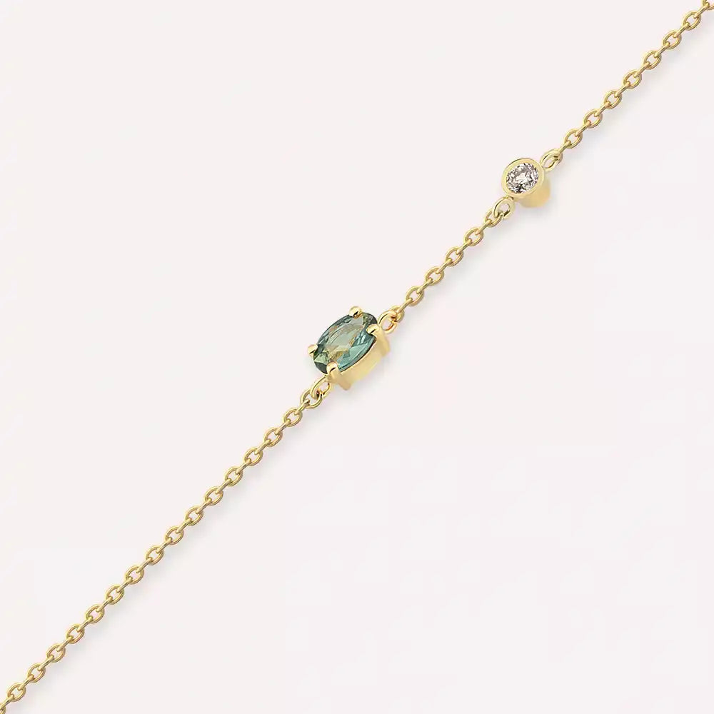 Marea Green Sapphire and Diamond Yellow Gold Bracelet