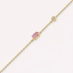 Marea Pink Sapphire and Diamond Yellow Gold Bracelet