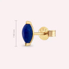 Marquise Cut Lapis Stone Yellow Gold Single Earring