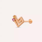Maze Multicolor Safir Taşlı Rose Altın Piercing
