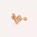 Maze Pırlanta Taşlı Rose Altın Piercing