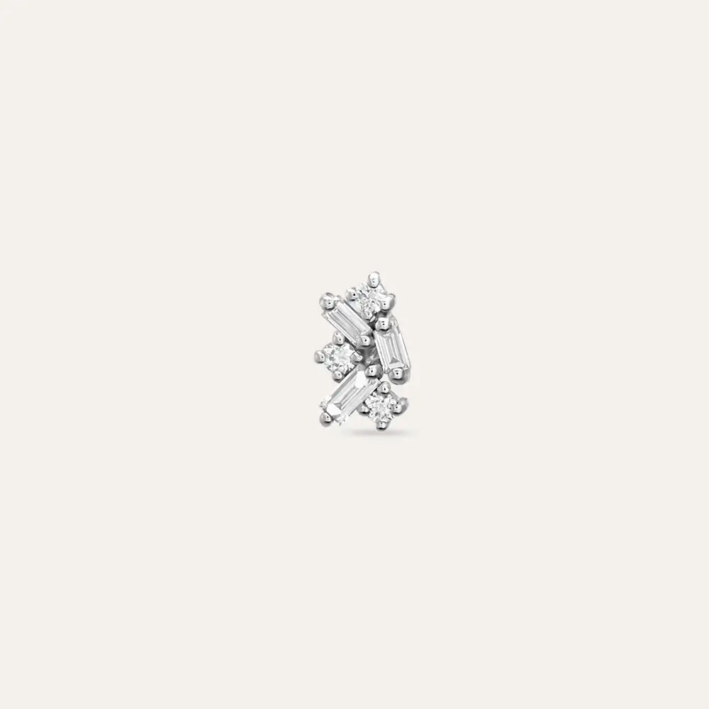 Micra  0.13 CT Baget Pırlanta Taşlı Beyaz Altın Piercing