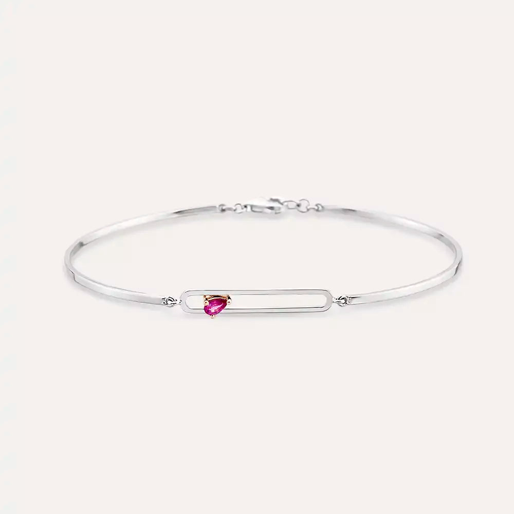 Mila Teardrop Ruby White Gold Bracelet