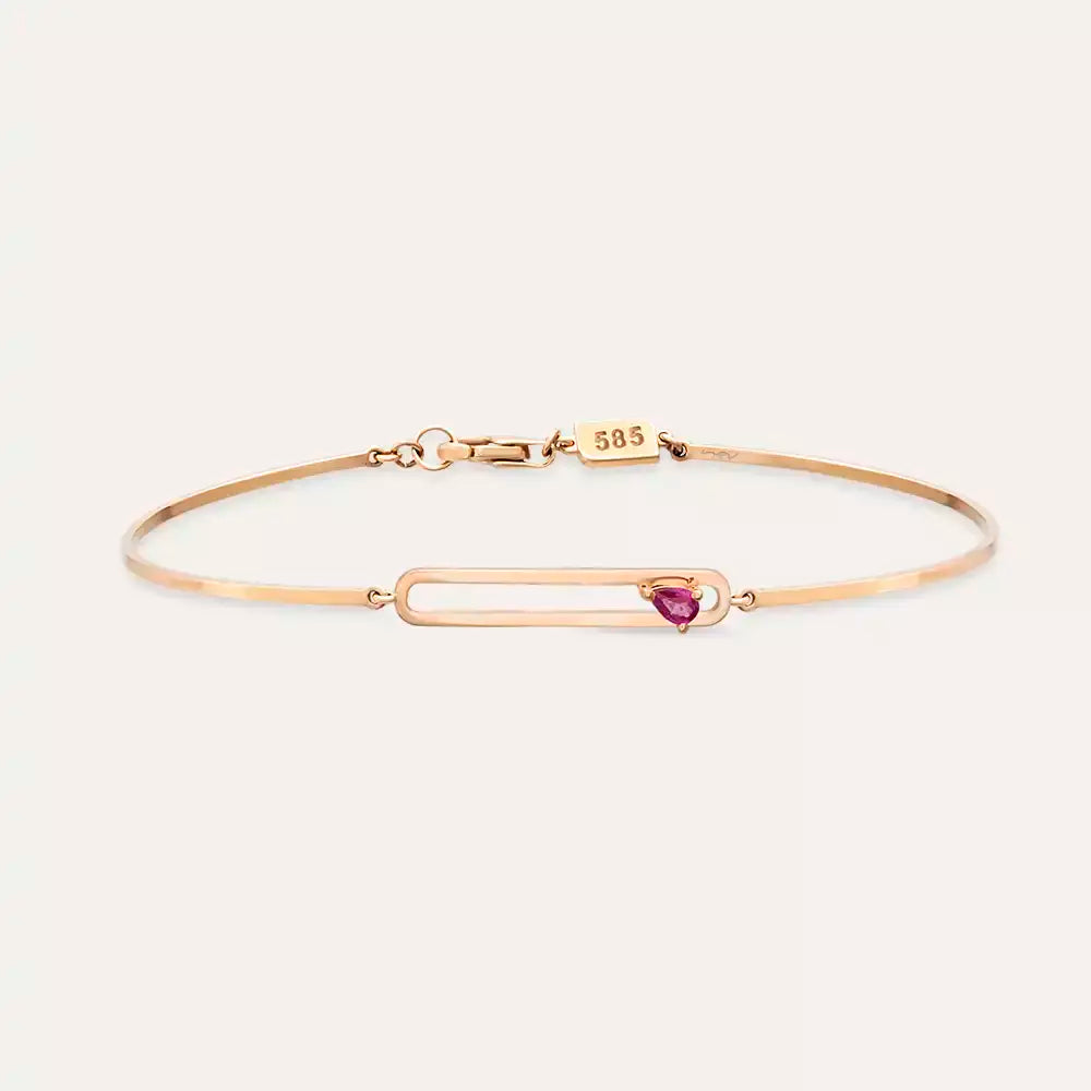 Mila Teardrop Cut Ruby Rose Gold Bracelet