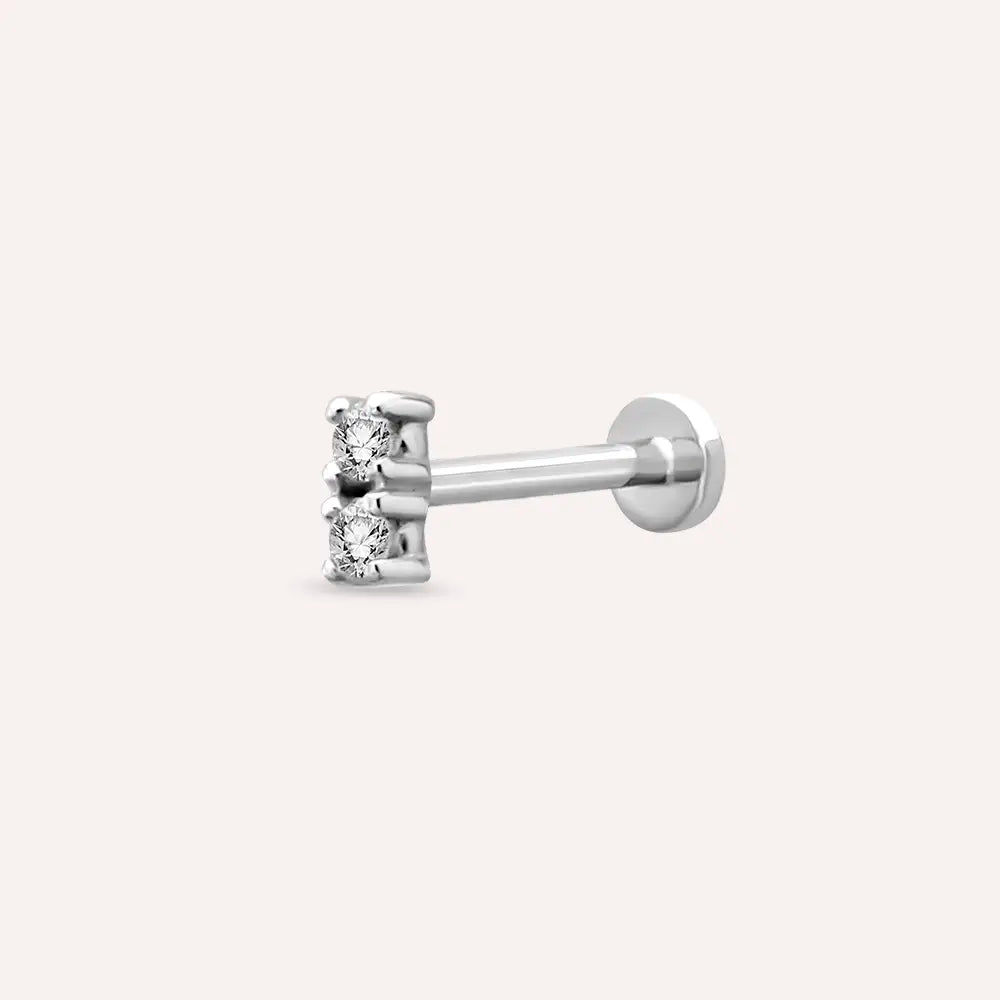 Mild Pırlanta Taşlı Beyaz Altın Piercing