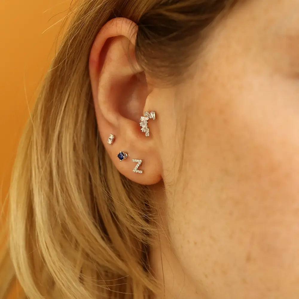 Mild Pırlanta Taşlı Beyaz Altın Piercing