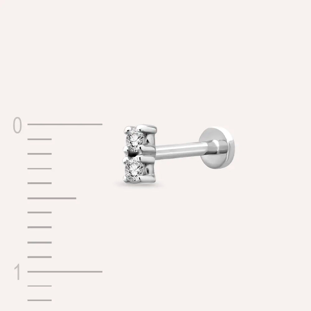 Mild Pırlanta Taşlı Beyaz Altın Piercing