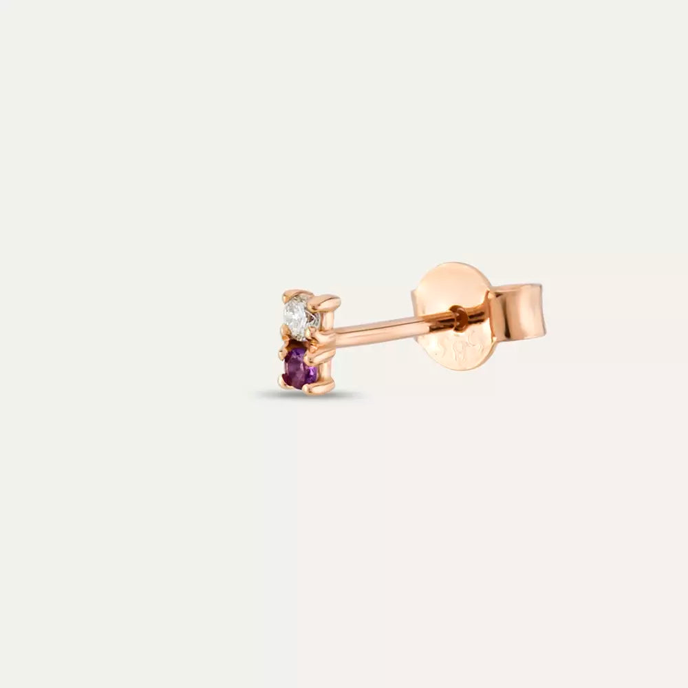 Mild Diamond and Amethyst Mini Single Earring