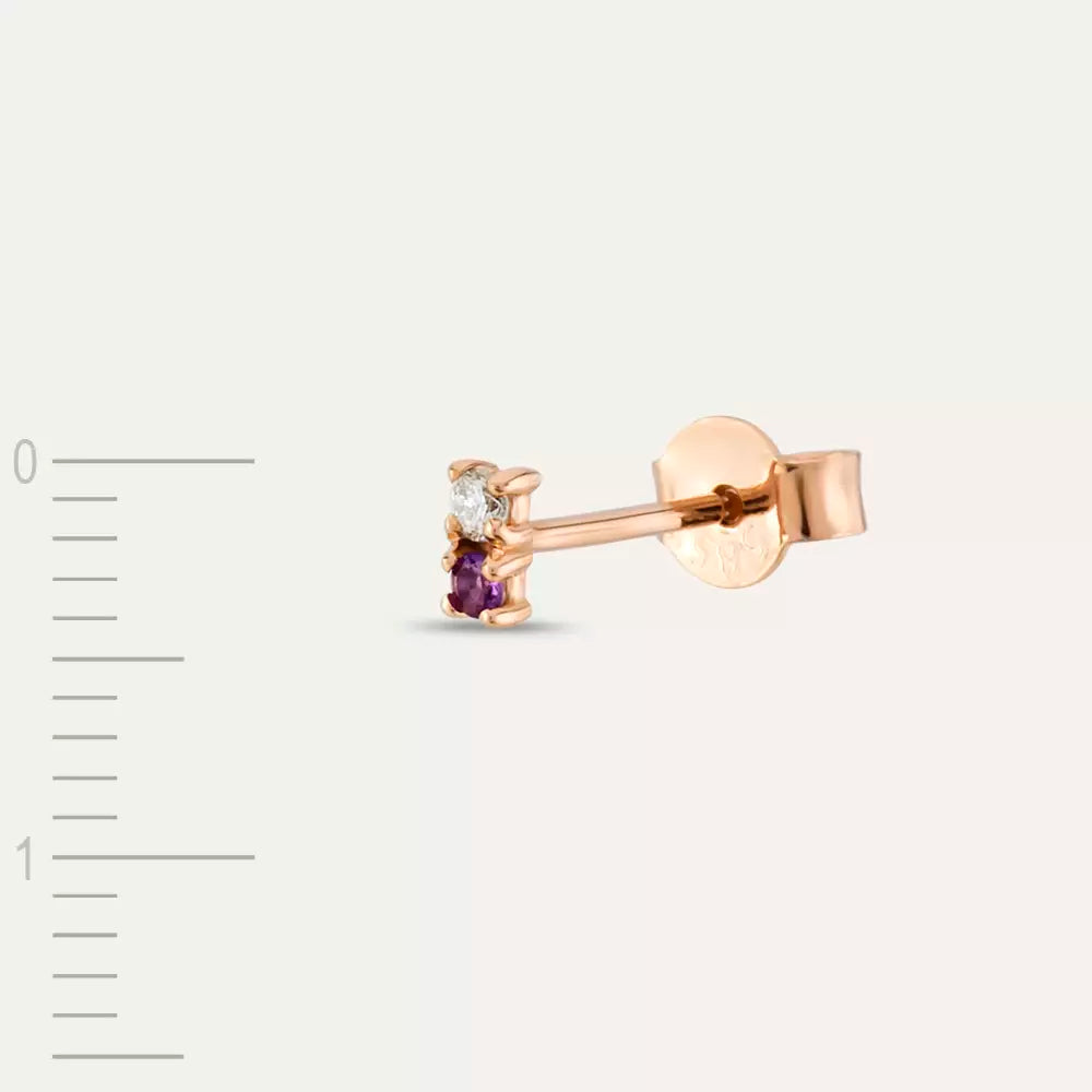 Mild Diamond and Amethyst Mini Single Earring