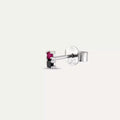 Mild Black Diamond and Ruby White Gold Single Earring