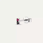 Mild Black Diamond and Ruby White Gold Single Earring