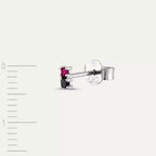 Mild Black Diamond and Ruby White Gold Single Earring