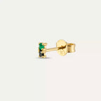 Mild Black Diamond and Emerald Yellow Gold Single Earring