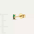 Mild Black Diamond and Emerald Yellow Gold Single Earring
