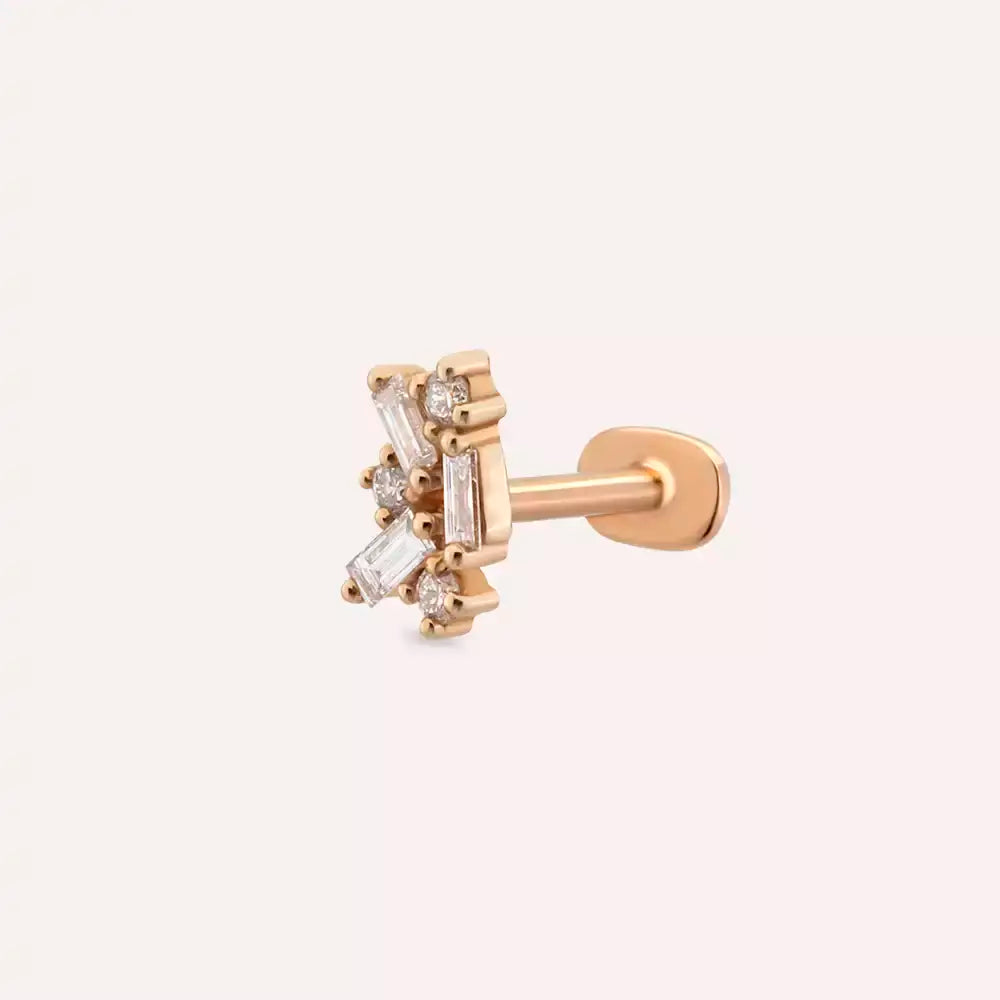 Mingled Pırlanta Taşlı Rose Altın Piercing