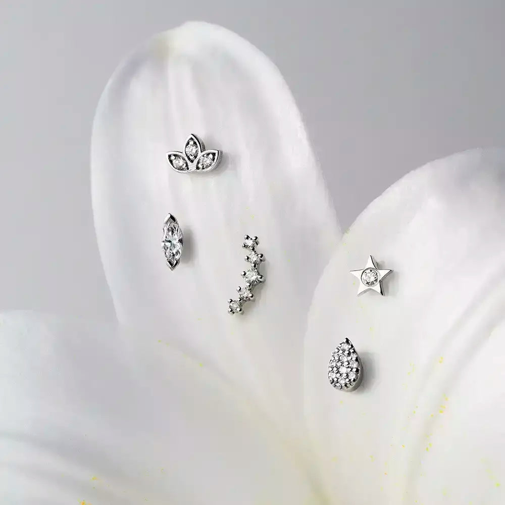 Mini Purity  Pırlanta Taşlı Beyaz Altın Piercing