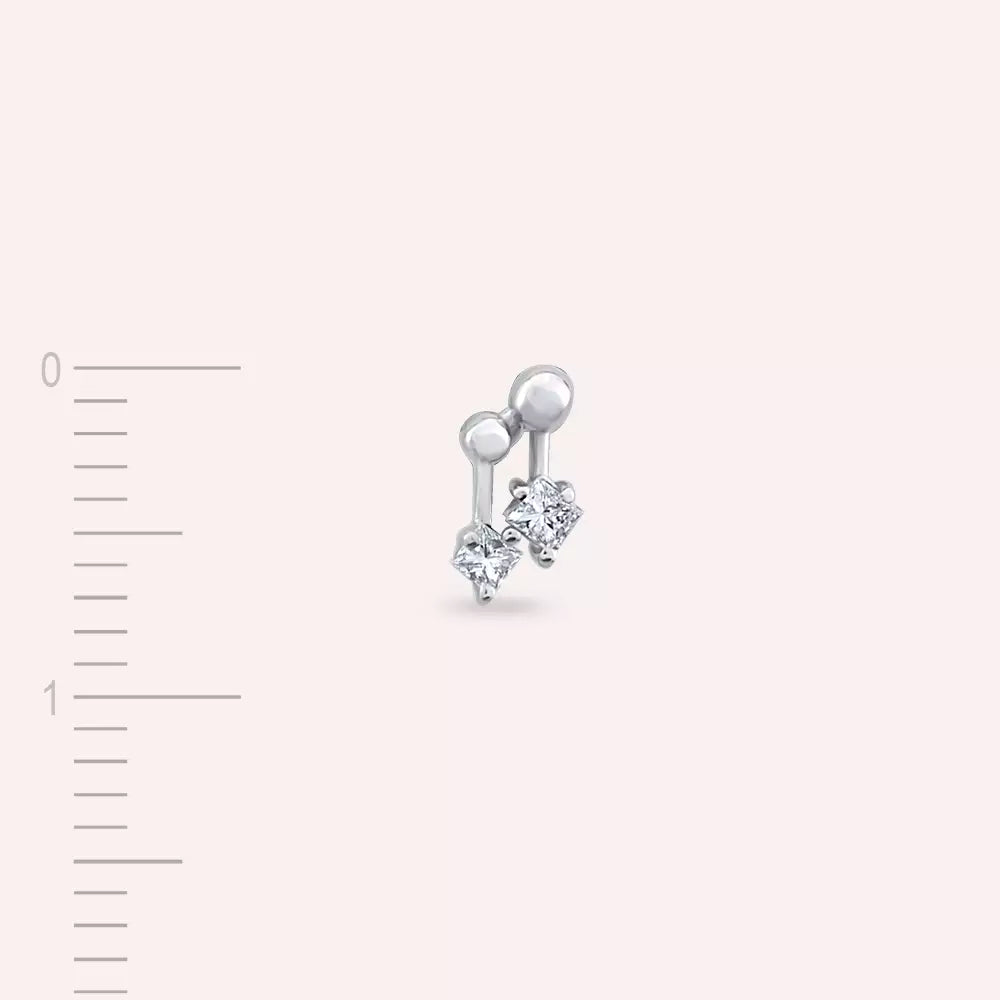 Mini Pulse Princess Cut Diamond White Gold Single Earring