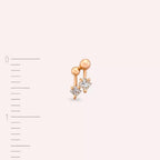 Mini Pulse Princess Cut Diamond Rose Gold Single Earring